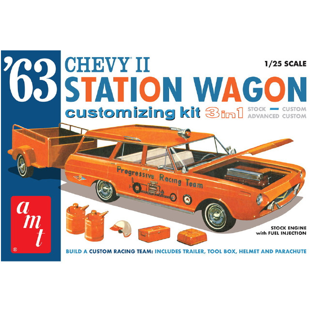 [PTM] (再販)1/25 1963 シェビーII ステーションワゴン カスタムキット (3in1) プラモデル(AMT1201) AMT