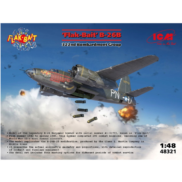 [PTM] 1/48 アメリカ陸軍航空隊 第322爆撃隊 B-26B Flak-Bait プラモデル(48321) ICM