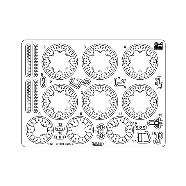 [PTM] 1/12 ヤマハ TZR250(3MA) 後期型(1990)用エッチングパーツ プラモデル用アクセサリ(21777) ハセガワ