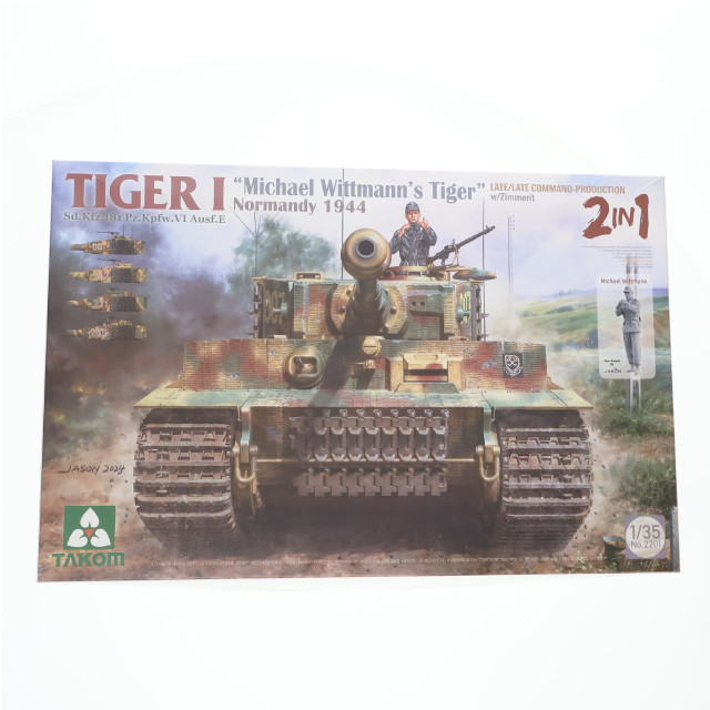 [PTM] 1/35 Sd.Kfz.181 Pz.Kpfw.VI Ausf.E タイガーI 後期型/後期型指揮車 w/ツィンメリットコーティング 2 in 1 ミハエル・ヴィットマン ノルマンディー 1944 プラモデル(TKO2201) TAKOM(タコム)