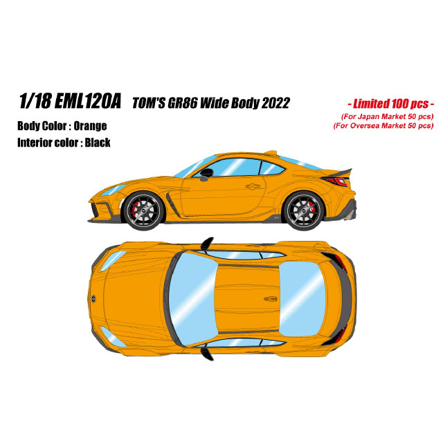 [MDL] 1/18 TOM'S GR86 Wide Body 2022(オレンジ) 完成品 ミニカー(EML120A) EIDOLON(アイドロン)