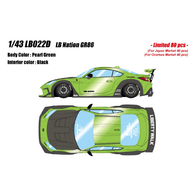 [MDL] 1/43 LB Nation GR86 パールグリーン 完成品 ミニカー(LB022D) EIDOLON(アイドロン)