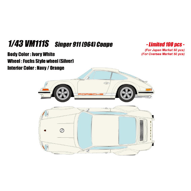 [MDL] 1/43 Singer(シンガー) 911(964) Coupe アイボリーホワイト 完成品 ミニカー(VM111S) VISION(ヴィジョン)