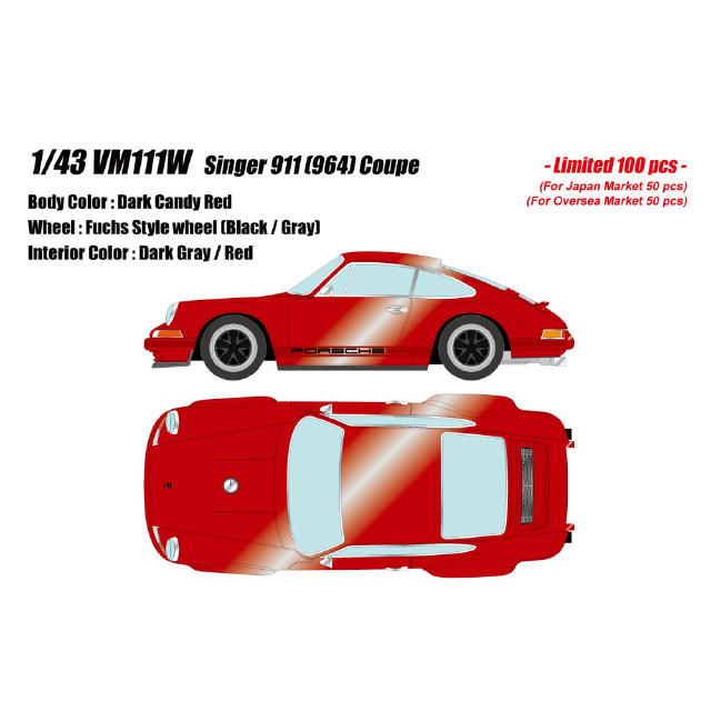 [MDL] 1/43 Singer(シンガー) 911(964) Coupe ダークキャンディレッド 完成品 ミニカー(VM111W) VISION(ヴィジョン)