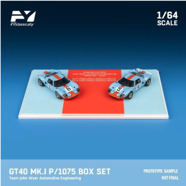 [MDL] 1/64 Ford(フォード) GT40 MK.I P/1075 2台セット(Gulf #6+Gulf #9) 完成品 ミニカー(FY64055) Finclassically