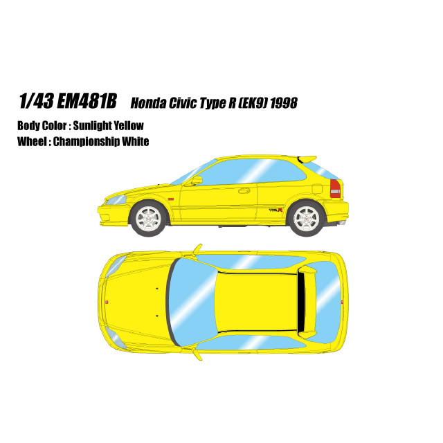 [MDL] 1/43 Honda Civic Type R(EK9) 1998 サンライトイエロー 完成品 ミニカー(EM481B) EIDOLON(アイドロン)