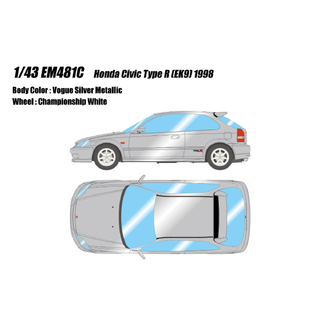 [MDL] 1/43 Honda Civic Type R(EK9) 1998 ヴォーグシルバーメタリック 完成品 ミニカー(EM481C) EIDOLON(アイドロン)