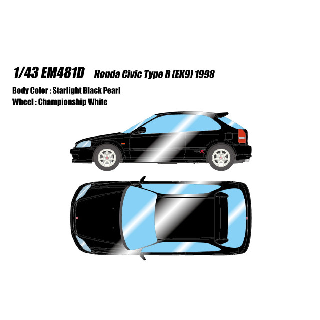 [MDL] 1/43 Honda Civic Type R(EK9) 1998 スターライトブラックパール 完成品 ミニカー(EM481D) EIDOLON(アイドロン)