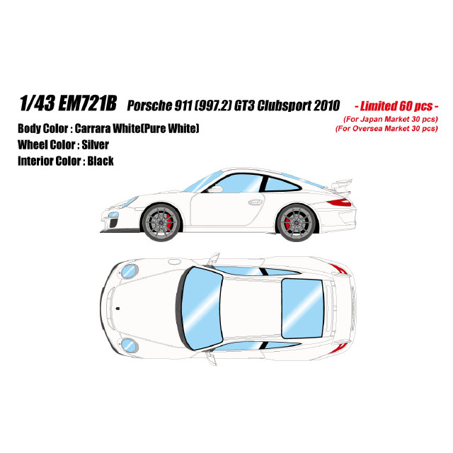 [MDL] 1/43 Porsche 911(997.2) GT3 Clubsport 2010 カレラホワイト 完成品 ミニカー(EM721B) EIDOLON(アイドロン)