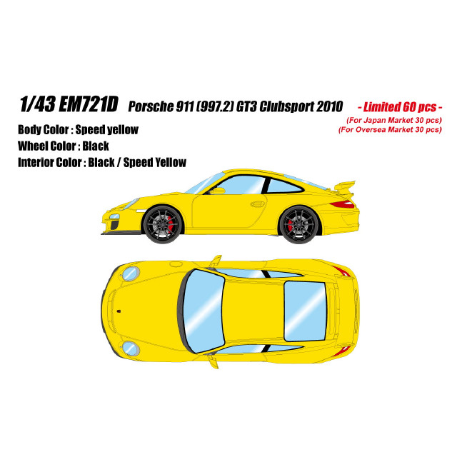 [MDL] 1/43 Porsche 911(997.2) GT3 Clubsport 2010 スピードイエロー 完成品 ミニカー(EM721D) EIDOLON(アイドロン)