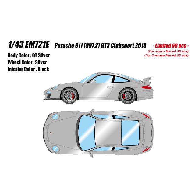 [MDL] 1/43 Porsche 911(997.2) GT3 Clubsport 2010 GTシルバー 完成品 ミニカー(EM721E) EIDOLON(アイドロン)
