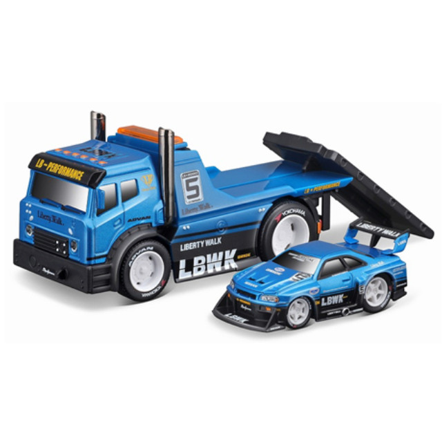 [MDL] Muscle Machines(マッスルマシーンズ) 1/64 JDM Liberty Walk フラットベット R34 ブルー 完成品 ミニカー(MS11546BL) Maisto(マイスト)