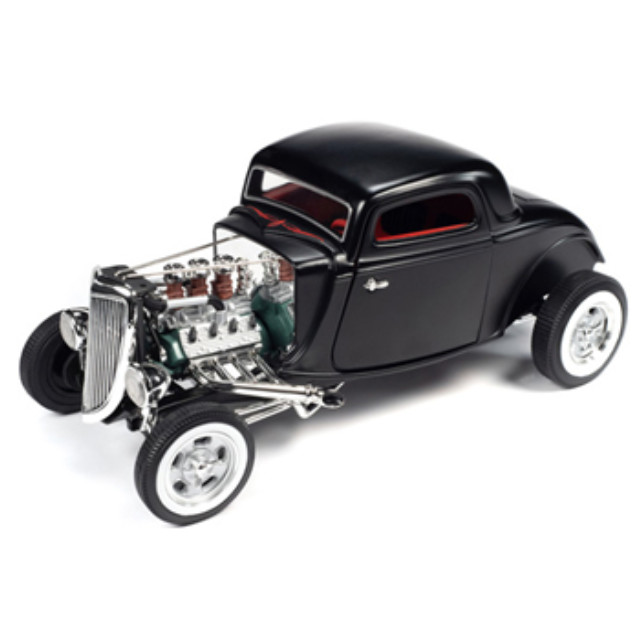 [MDL] (再販) 1/18 1934 フォード 3 ウィンドウ クーペ ハイ ボーイ ホット ロッド サテンブラック 完成品 ミニカー(AW292) AUTO WORLD(オートワールド)