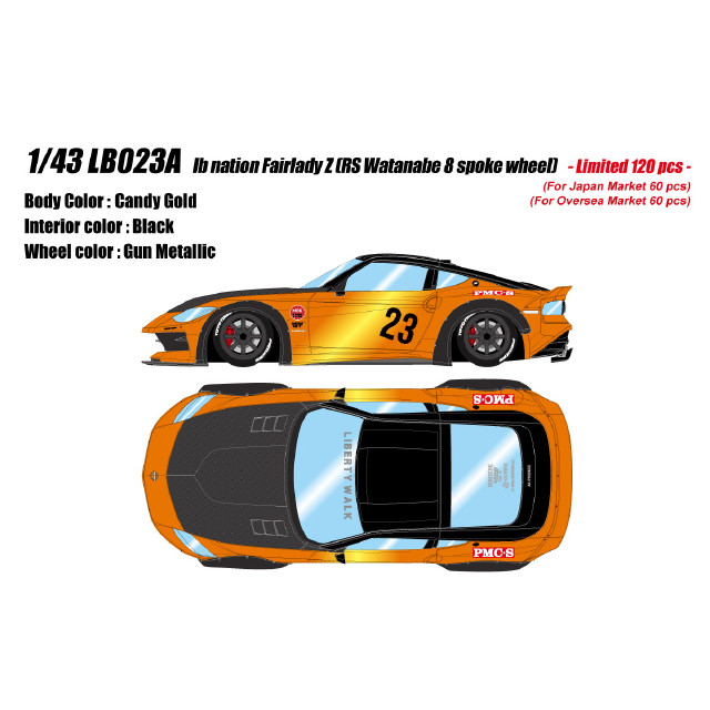 [MDL] 1/43 lb nation Fairlady Z(フェアレディZ) RZ34 RS Watanabe 8spoke wheel キャンディゴールド 完成品 ミニカー(LB023A) EIDOLON(アイドロン)