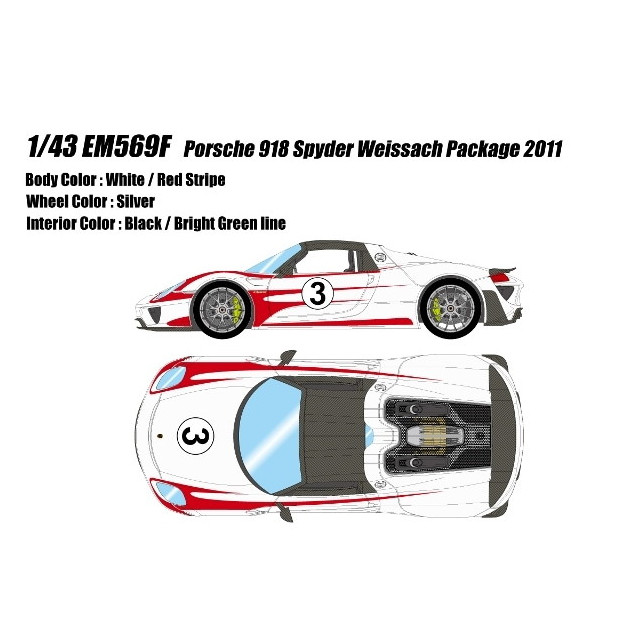 [MDL] EIDOLON COLLECTION(アイドロンコレクション) 1/43 Porsche 918 Spyder(ポルシェ 918 スパイダー) weissach package 2011 ホワイト×レッドザルツブルグストライプ 完成品 ミニカー(EM569F) アイドロン(EIDOLON)