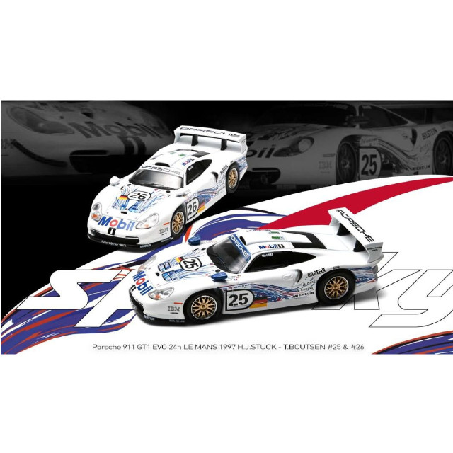 [MDL] 1/64 Porsche(ポルシェ) 911 GT1 EVO 24h LE MANS(ル・マン) 1997 H.J.STUCK - T.BOUTSEN #25 & #26 完成品 ミニカー(YCOMBO64022) Sparky(スパーキー)/TOY EAST(トイ・イースト)