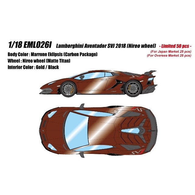 [MDL] 1/18 Lamborghini Aventador(ランボルギーニ アヴェンタドール) SVJ 2018 Nireo wheel(マローネエクリプシス) 完成品 ミニカー(EML026I) EIDOLON(アイドロン)