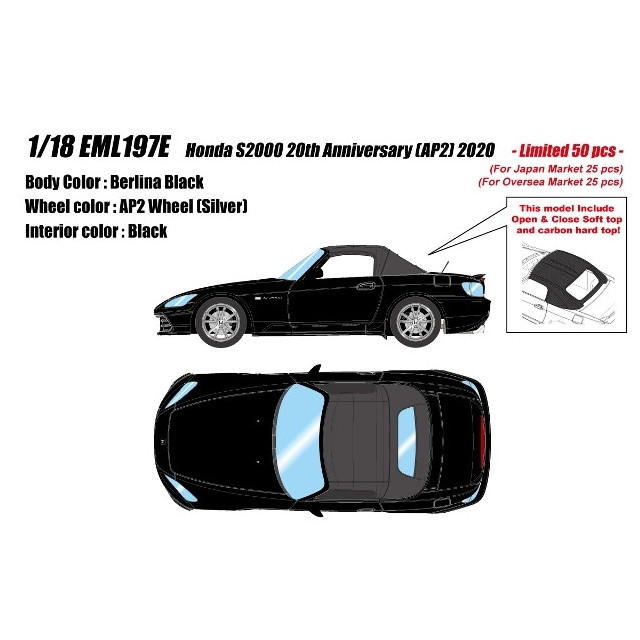 [MDL] 1/18 Honda S2000 20th Anniversary(AP2) 2020 ベルリナブラック 完成品 ミニカー(EML197E) EIDOLON(アイドロン)