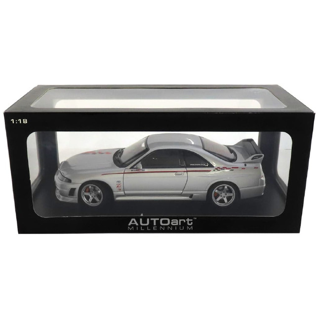 [MDL] 1/18 日産スカイライン GT-R R33 ニスモ Rチェーン(シルバー/ニスモ・ストライプ) 完成品 ミニカー(77326) AUTOart(オートアート)