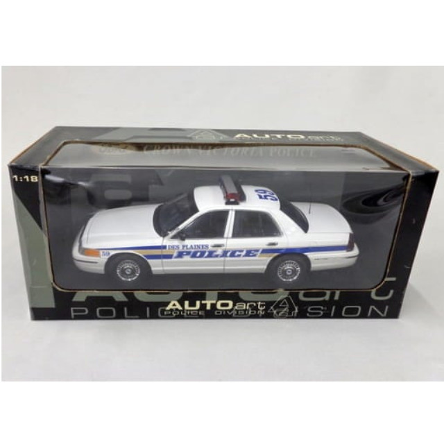 [MDL] 1/18 Ford CROWN VICTORIA DES PLAINES POLICE 1998(ホワイト)  完成品 ミニカー(72702) AutoArt(オートアート)