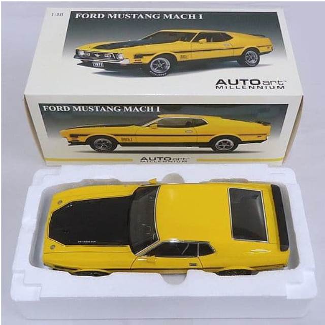 [MDL] 1/18 FORD MUSTANG MACH I FASTBACK 1971(イエロー×ブラック) 「MILLENIUM」  完成品 ミニカー(72821) AutoArt(オートアート)