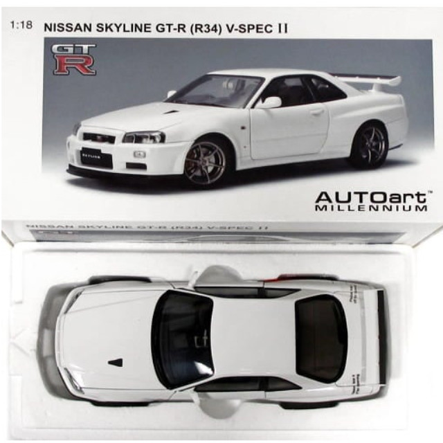 [MDL] 1/18 NISSAN SKYLINE GT-R(R34) V-SPECII (ホワイト) 「MILLENNIUM」 完成品 ミニカー(77337) AutoArt(オートアート)