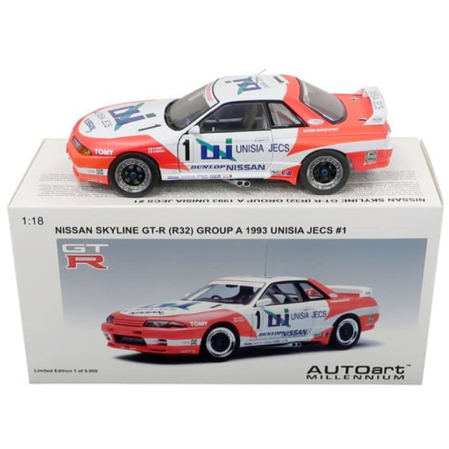 [MDL] 1/18 NISSAN SKYLINE GT-R R32 GROUP A 1993 UNISIA JECS #1(ホワイト×レッド) 「MILLENNIUM」  完成品 ミニカー(89378) AutoArt(オートアート)