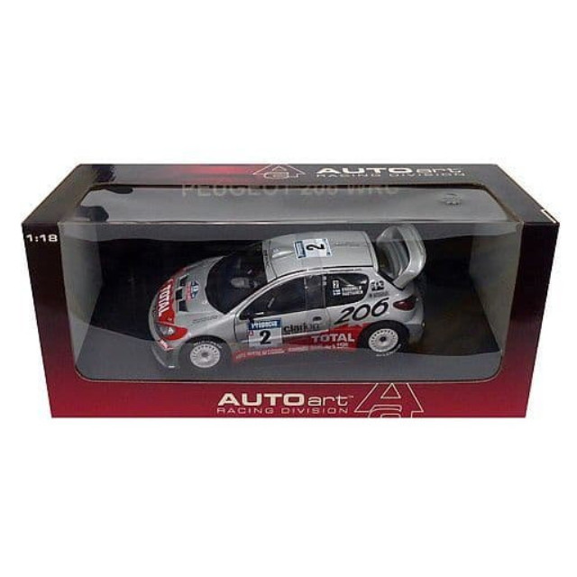 [MDL] 1/18 PEUGEOT 206 WRC 2002 WINNERS OF RALLY NEWZEALAND clarion #2(シルバー×レッド) 「RACING DIVISION」 完成品 ミニカー(80257) AutoArt(オートアート)