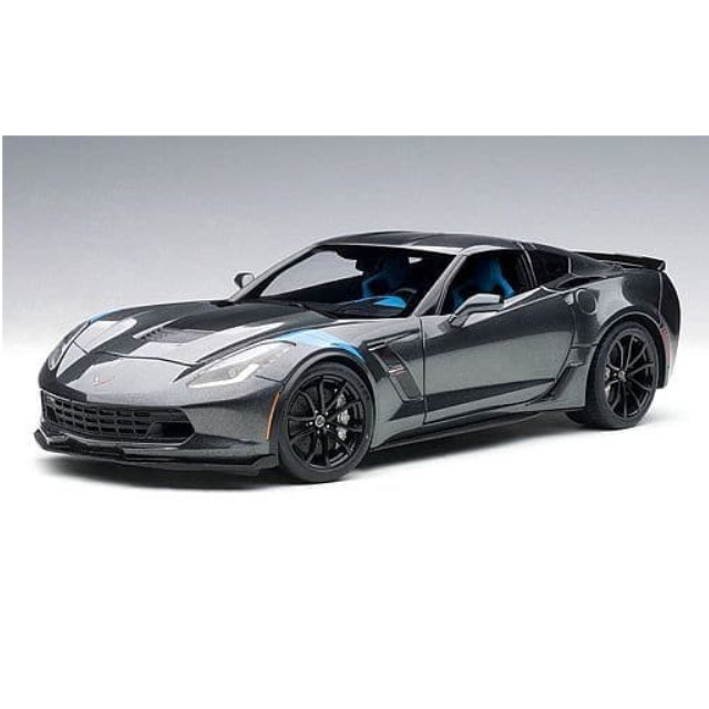 [MDL] 1/18 シボレー コルベット C7 グランスポーツ ブルーハッシュマーク(グレーメタリック×ブラックストライプ) 完成品 ミニカー(71272) AutoArt(オートアート)