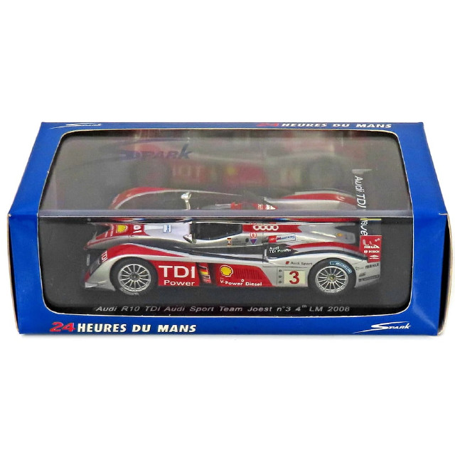 [MDL] 1/43 Audi R10 TDI Audi Sport Team Joest 4th LM 2008 Shell #3(レッド×グレー×ブラック) 完成品 ミニカー(S0685) SPARK(スパーク)