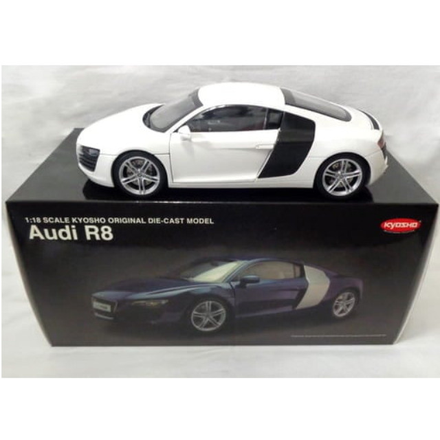 [MDL] 1/18 AUDI R8(ホワイト×カーボンブラック)  完成品 ミニカー(09213W) 京商