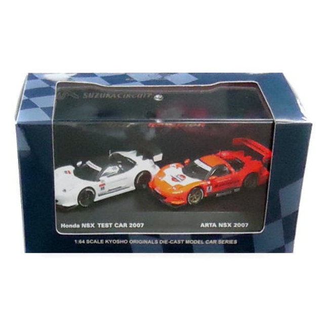 [MDL] 1/64 ARTA NSX 2007 開幕戦仕様 AUTOBACS #8(オレンジ×ホワイト) ＆ Honda NSX 2007 開発車両 BRIDESTONE #99(ホワイト×ブラック) 2台セット 完成品 ミニカー 京商