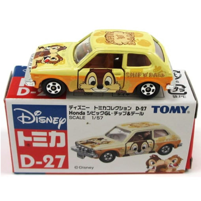 [MDL] 1/57 ホンダ シビックGL チップ＆デール(イエロー×オレンジ) 「ディズニー トミカコレクション D-27」 完成品 ミニカー タカラトミー