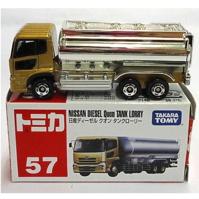 [MDL] 日産ディーゼル クオン タンクローリー(シャンパンゴールド×シルバー/赤箱/中国製/タカラトミー) 「トミカ No.57」 完成品 ミニカー タカラトミー